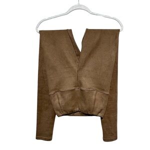 Aritzia Wilfred Free Tan Suede Feel High Waist Fitted Leggings Size XS